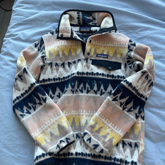 Patagonia Sweaters - Patagonia Men's Geometric Fleece Sweater - Cream, Blue, Yellow